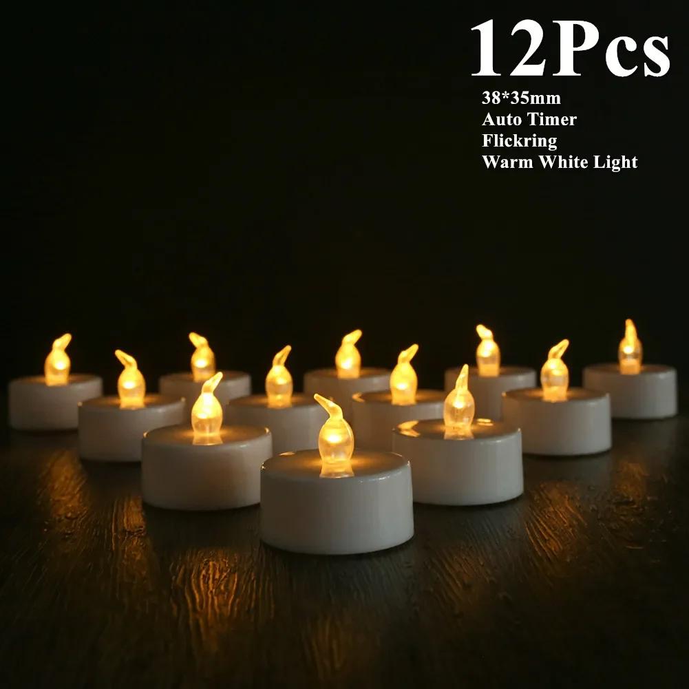 Battery Operated Flameless Tea Lights Led Flickering Electric Votive Candle  Realistic Bright for Seasonal Festive Celebrations