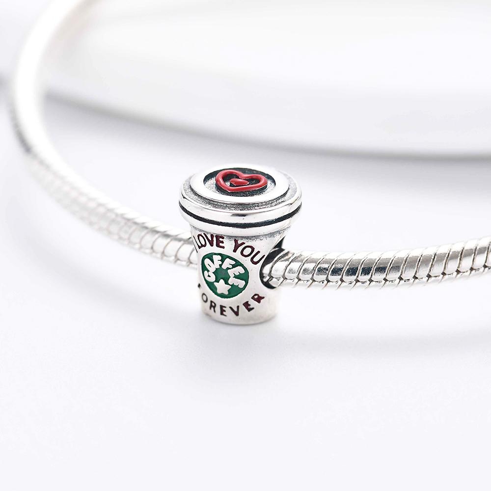 Sellcopper Leisure Time Sweet Coffee Cup Charms Pendant Beads Fit Original Bracelet Diy Jewelry For Women