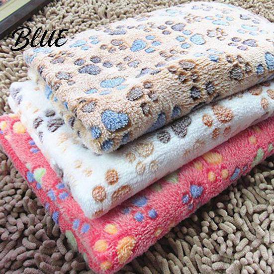 Dog Cat Bed Printed Cushion Portable Fleece Soft Comfortable Pet Blanket Paw Bone for Home