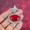 Roter Koralle Handgemachter Edelstein Anhänger, 925 Sterling Silber Anhänger Antiker Schmuck, Für Verlobungsgeschenk