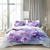 3pcs Purple Bedding Set Diamond Heart Rose Butterfly 3D Print Cozy Duvet Cover King Queen Twin Size Birthday Gift Bedroom Decor