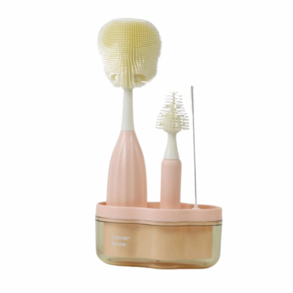 Compact Bottle Cleaning Brush Set BPA-Free Baby Bottle Brush Set  Kitchen Use розовый