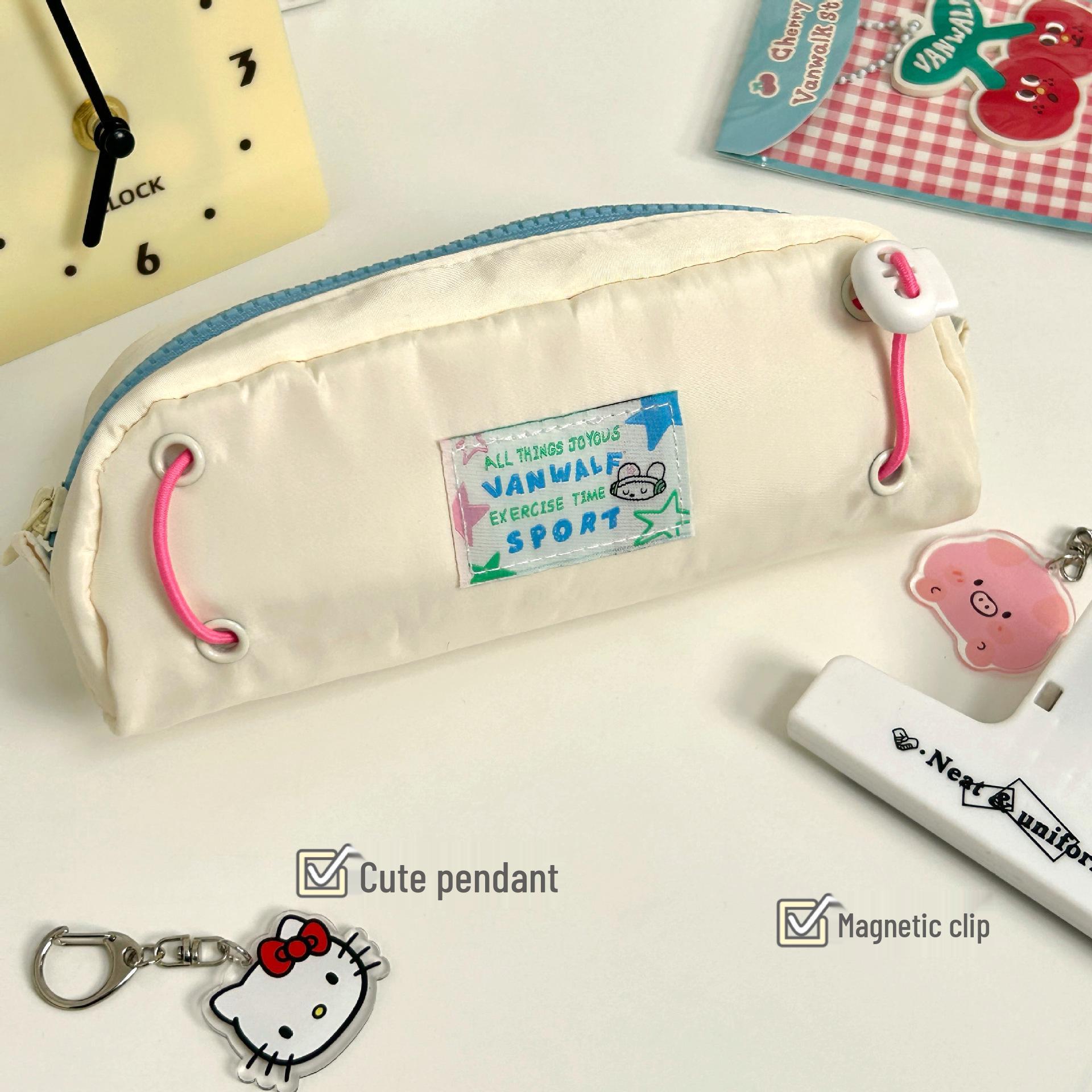 

Универсальный эластичный пенал - Вместительный пенал для девочек и студентов черного, белого или синего цвета белый/ягодный