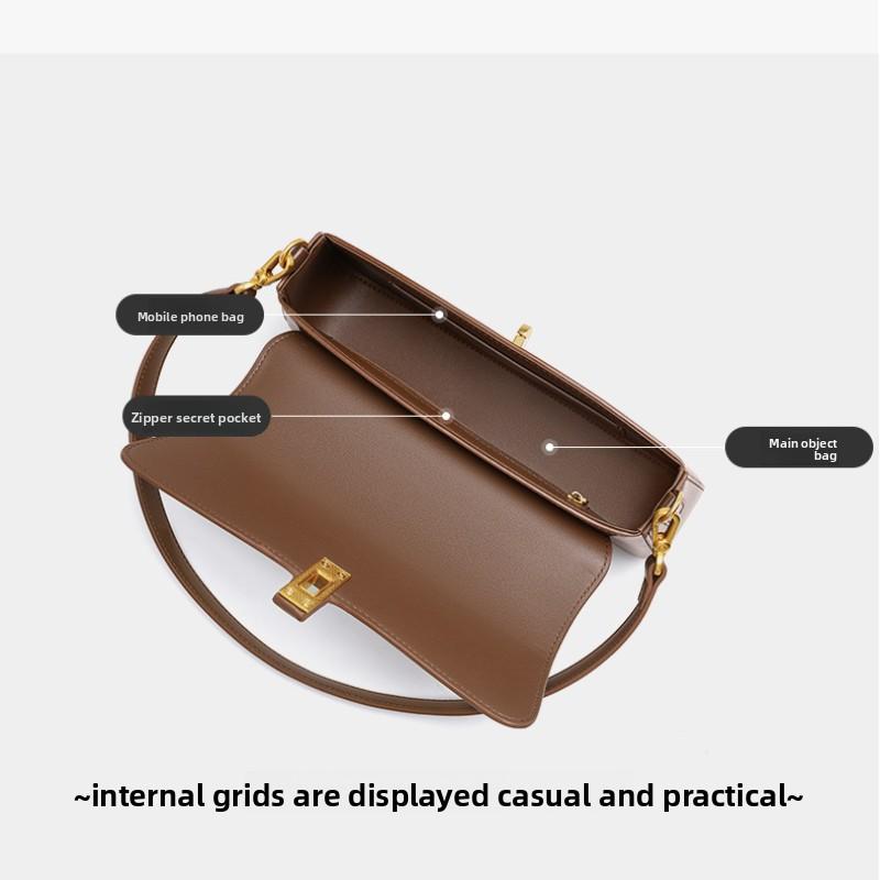 Cowhide High-quality Niche Baguette Bag, High-end Underarm Bag, Women's Bag, Shoulder Messenger Bag