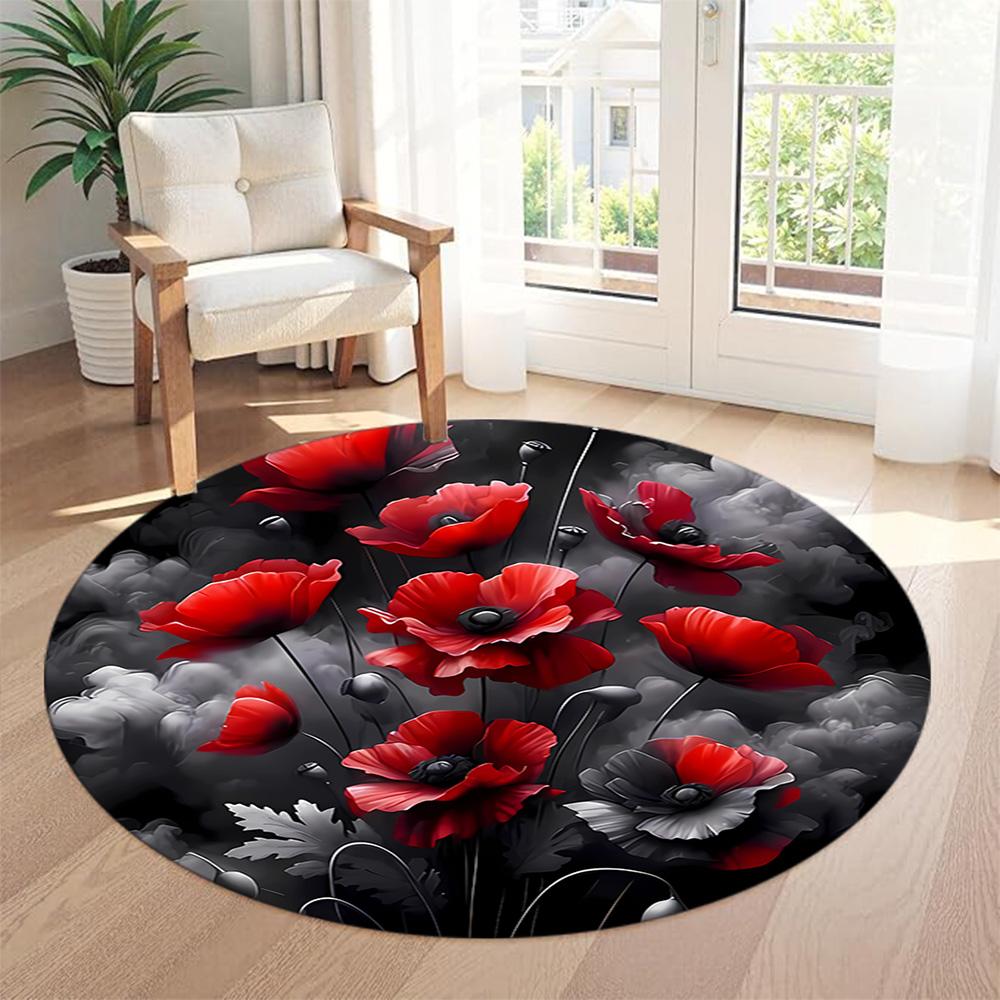 Flower Round Floor Rug Perfect for Kitchen Dormitory Entryway Study room Anti-slip Round Rug Office home decor Birthday Christmas Gift