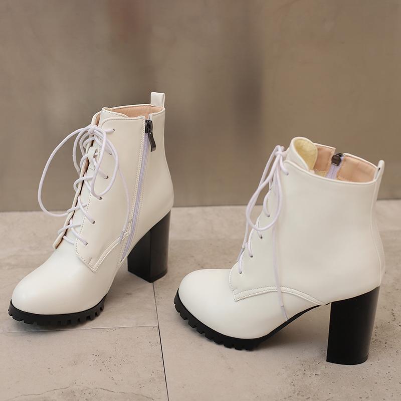 Women's high-heeled short boots autumn and winter new simple and comfortable thick-heeled large-size short boots