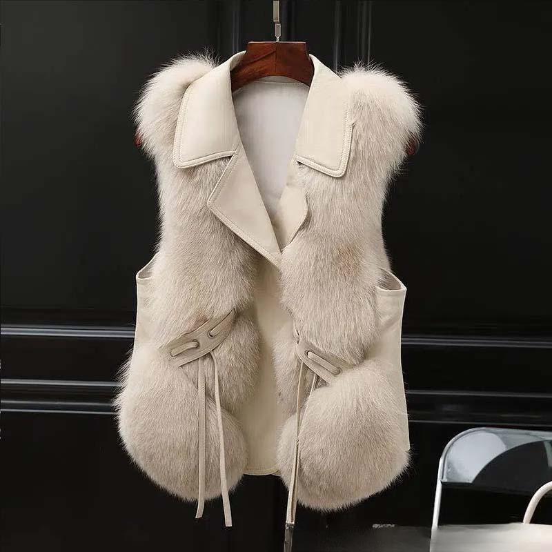 Iarnă Nouă Modă Vestă Femei Blană Artificială Vestă de Blană Jachetă Scurtă Imitație Blană de Vulpe Vestă Caldă