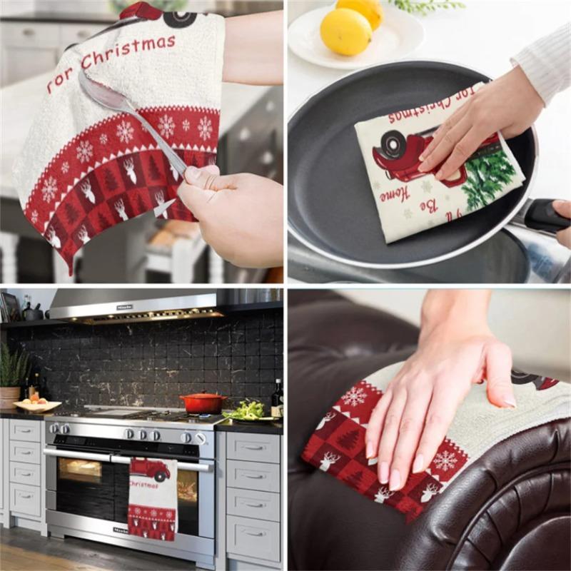1 Stück Ausgezeichnetes Geschirrtuch Mikrofaser Küchentuch Weihnachts-Stile Feiertag Weihnachtsmann Handtuch
