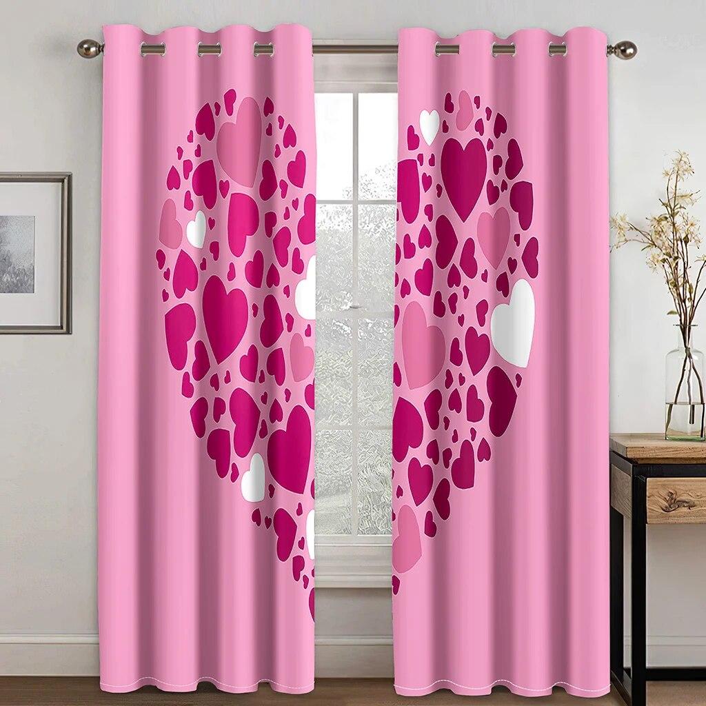 Romantic Love Heart Black White Diamond Window Curtains Blinds For Living Room Bedroom Bathroom Kicthen Door Home Decor