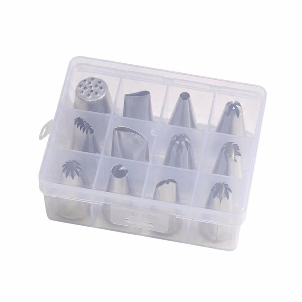 12 Heads Piping Tips Set Stainless Steel Flower Frosting Nozzles  Kitchen Gadgets