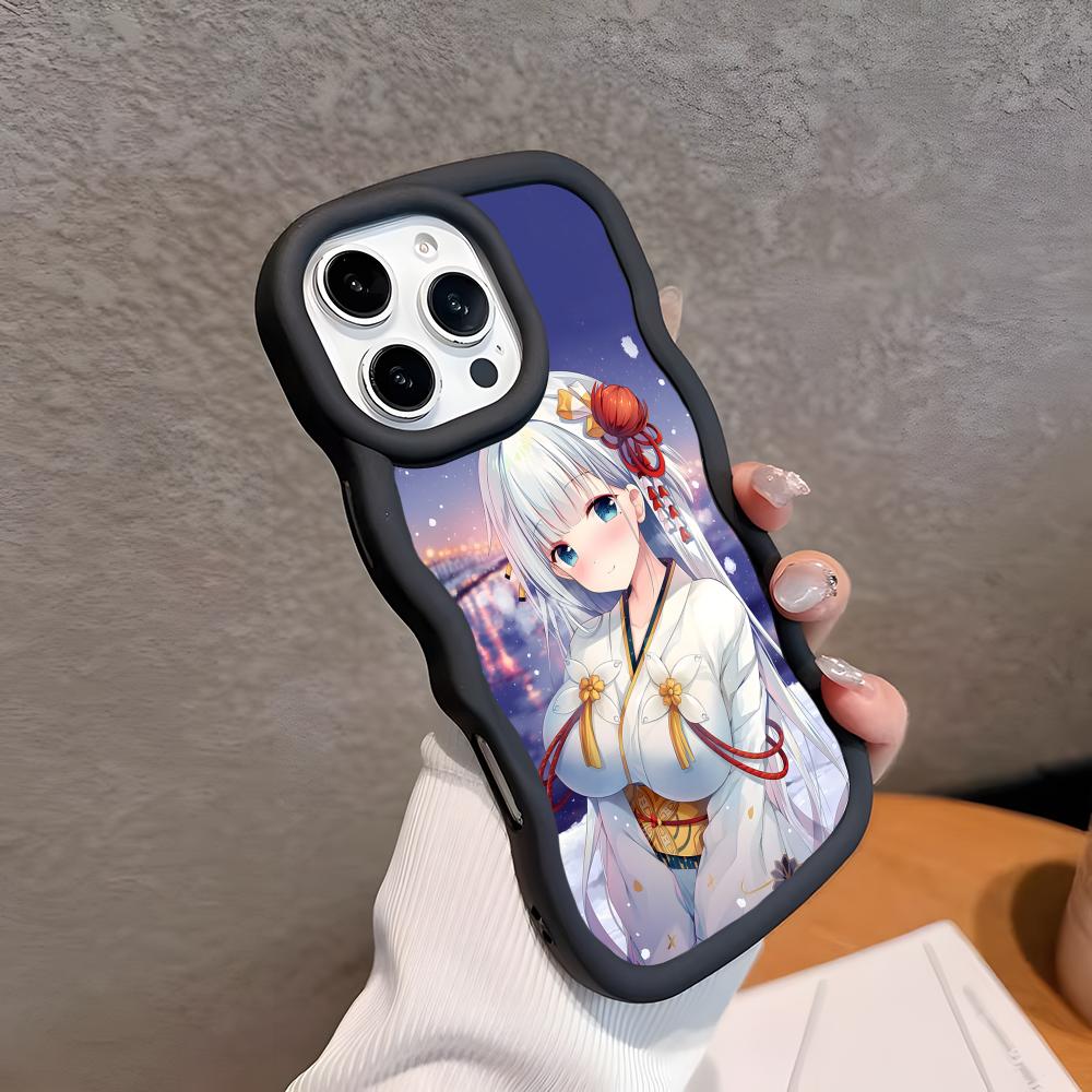 Azur Lane Shoukaku Phone Case for iPhone 17 16 15 14 13 12 11 Air Pro Max Plus Black Soft TPU Wavy Edge Cover