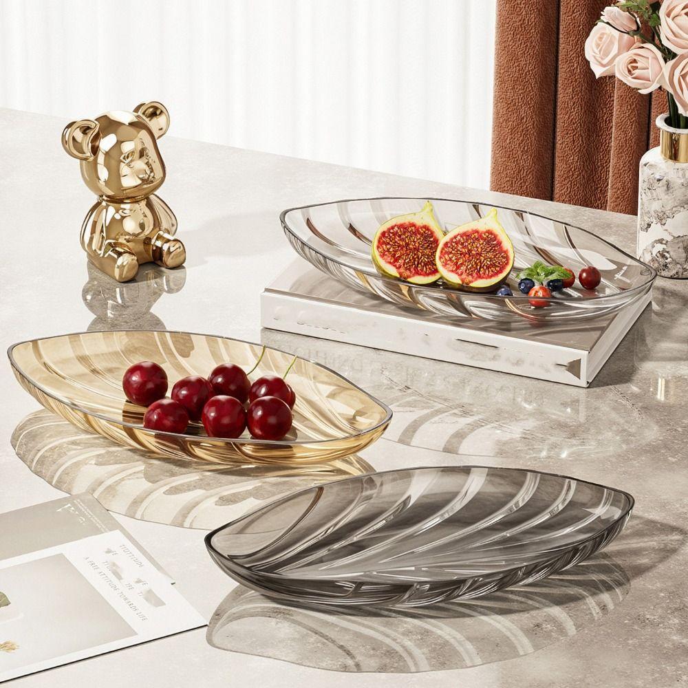 Large Capacity Leaf Shape Snack Serving Dish Transparent Fruit Plate Bone-spitting Plate Nut