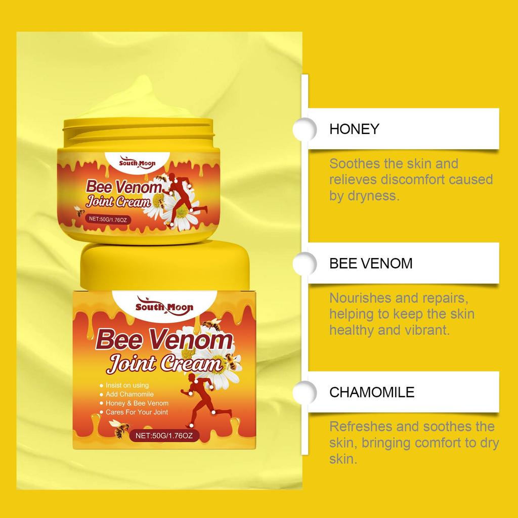 South Moon Bee Venom Joint Care Cream, Relieves Joint Discomfort, Relaxes Tense Muscles Massage Cream 50g