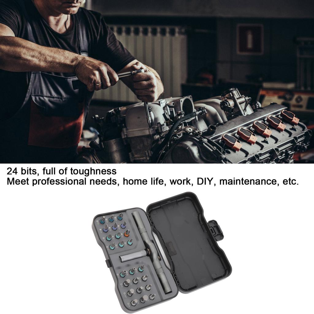 RS1 24 In 1 Multi-purpose Ratchet Wrench Screwdriver S2 Magnetic Bits Tools Set DIY Household Repair Tools Set