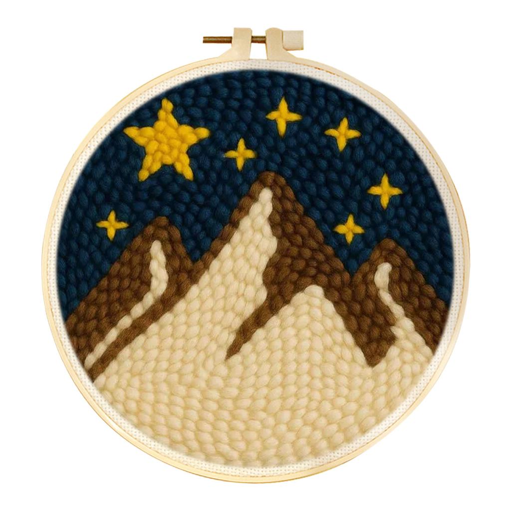 CHENISTORY Landschaft DIY Punch Needle Stickerei Starter-Sets Für Anfänger Sternennacht DIY Stickerei Set Garnmalerei Kunst