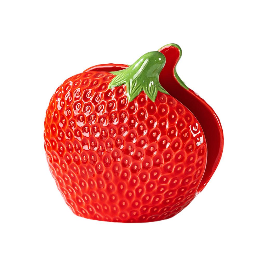 Jordgubbsformad Keramisk Servetthållare Frukt Pappershanddukshållare Dekorativ Servetthållare för Hem Café Festinredning