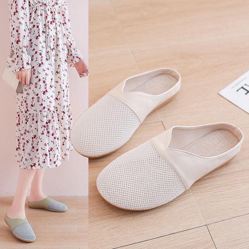 Flat Toe Half Slippers Women's Summer New Breathable Women's Shoes Fashionable Outdoor Cool Slippers