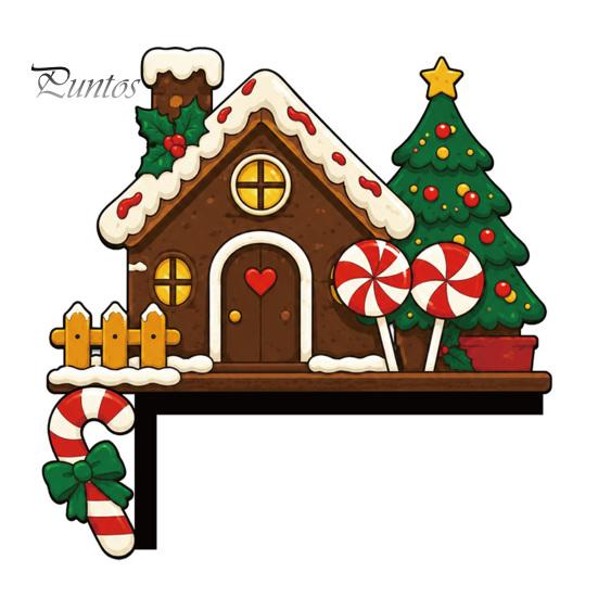 Christmas Party Supplies for House Wooden Door Topper Stickers, Seasonal Frame Decoration, L-shaped Corner Sign Holiday Home Wall Decor Items