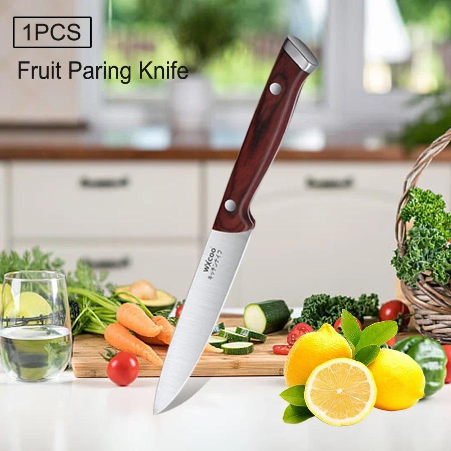 WXCOO Stainless Steel Japanese Chef Knife Wooden Handle Ultra Sharp Fish Bone Fruit Meat Cleaver Santoku Slicing Kitchen Knives