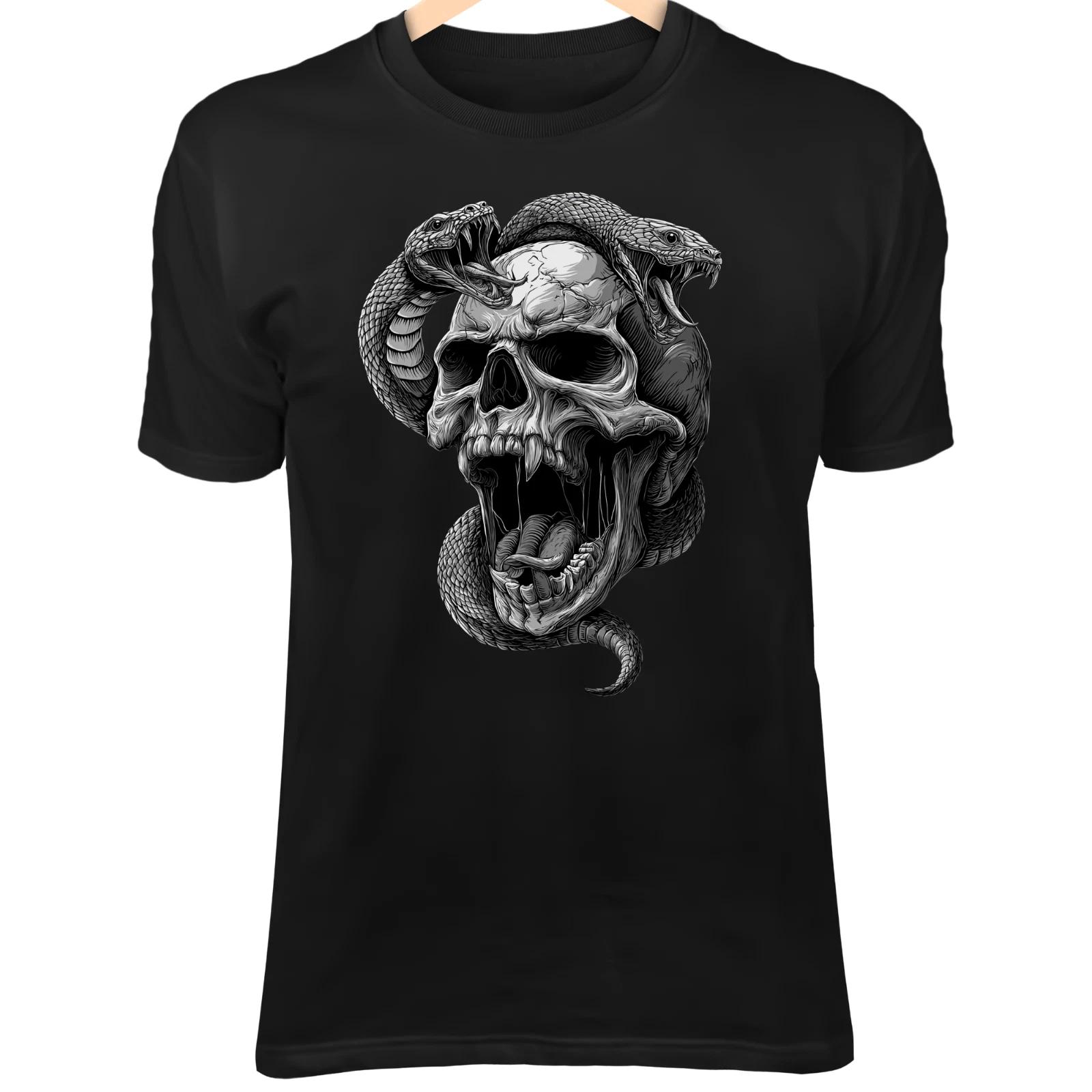 Cursed Serpent Skull T-Shirt – Snakes from Eyes, Ancient Dark Symbol 2XL
