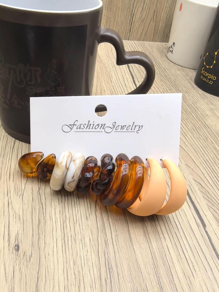 European and American Geometric Metal Hoop Earrings Set