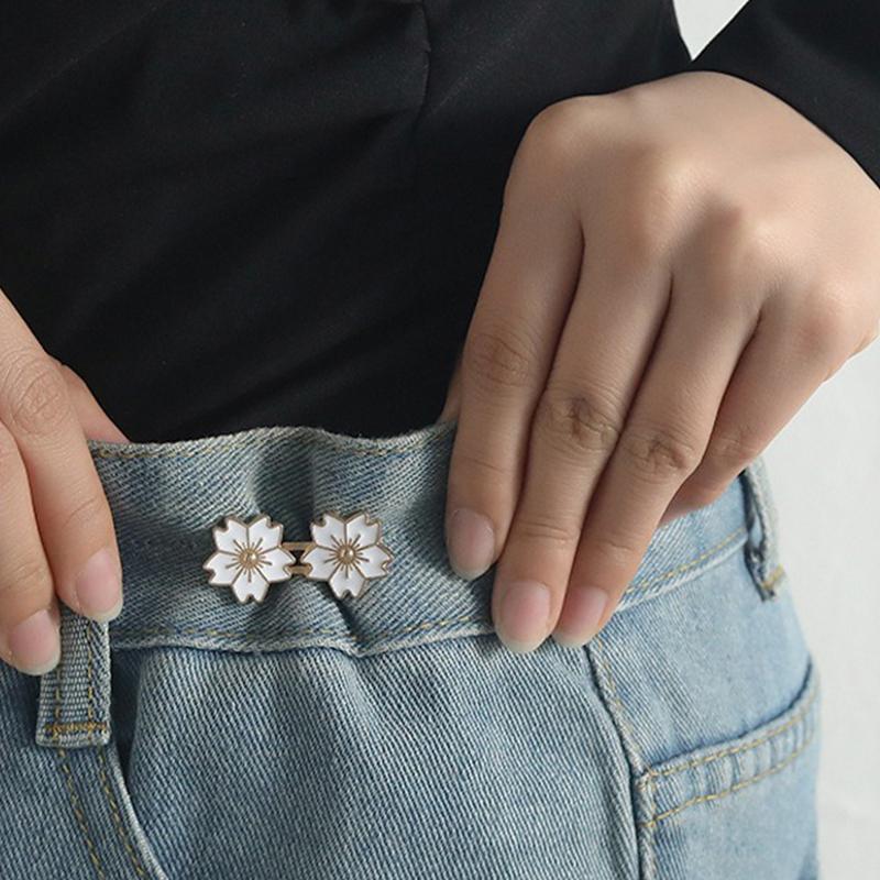 Kirschblüten-Knopfversteller für Hosen und Röcke Sakura Taillenverenger Einstellbare Taillenschnalle für Jeans Kein Nähen erforderlich