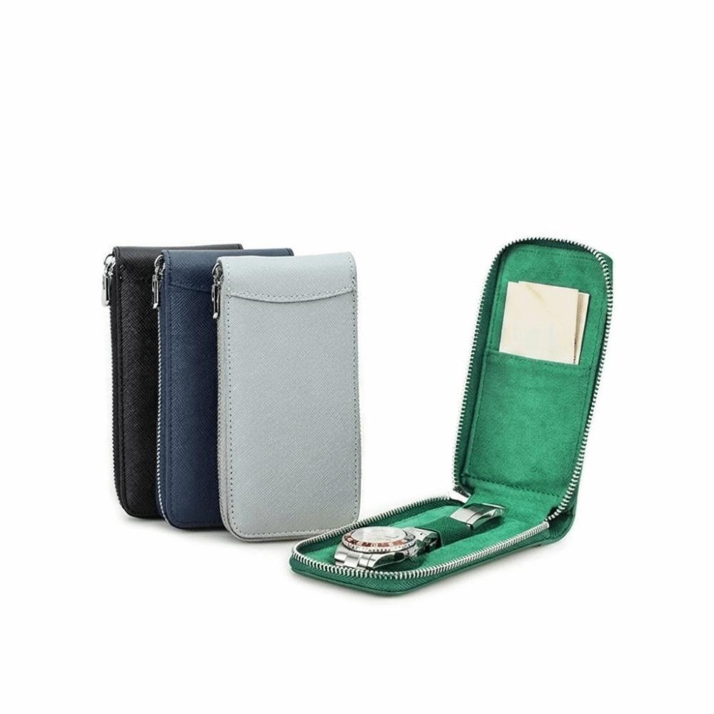 Vintage Leather Watch Box With Card Slot Single Slot Watch Case Wrist Watch Boxes Travel Storage