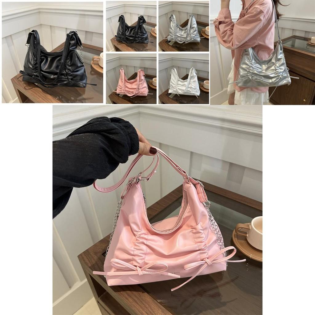 Stylish Folded Bow Large Capacity Backpack For Women In Fashionable Colors For College