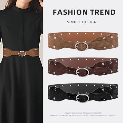 New European and American Trendy Retro Belt for Women's Frosted Willow Ding Pin Buckle with Dress Waist Envelope Decorative Belt for Women