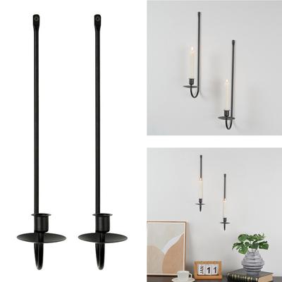 Black Wall Mounted Candle Sconces Set of 2 Iron Candle Holders Hanging Candlestick for Modern Home Farmhouses Decoration