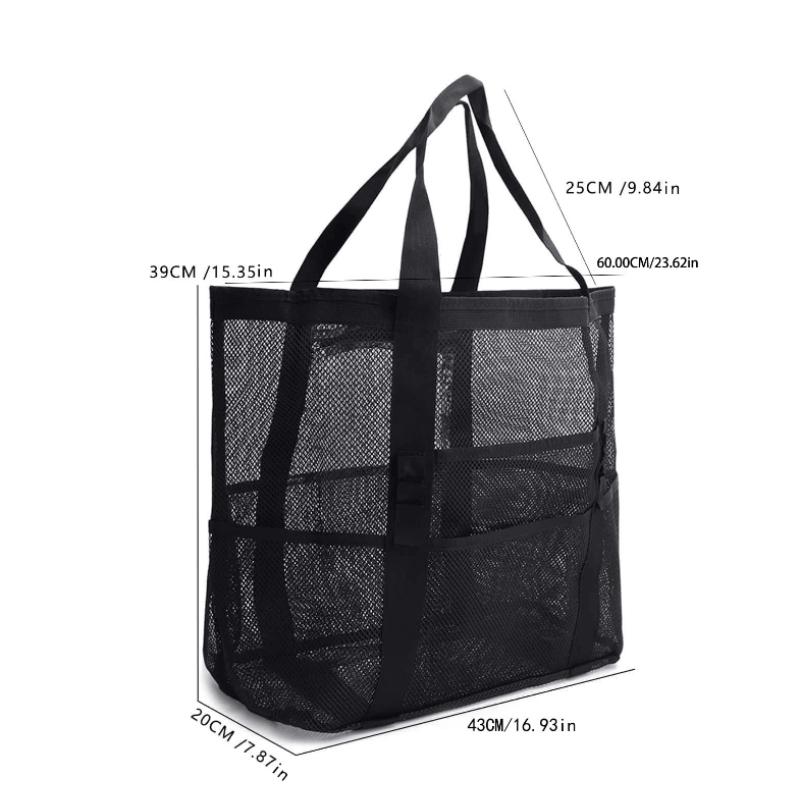 Large Single-Shoulder Carry Mesh Shower Gym Swimming Bag Cosmetic Storage Tote Beach Handbag Portable Multi-Pocket Beach Bag