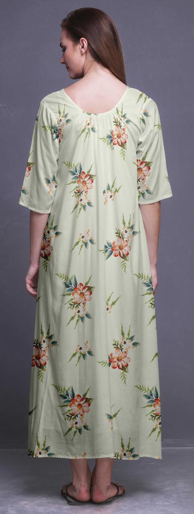 Bimba Light Yellow Floral Chinese Anemone Womena    S LongA   Maxi Nightgowns For Women Cotton Printed Nightwear Loose Sleepwear