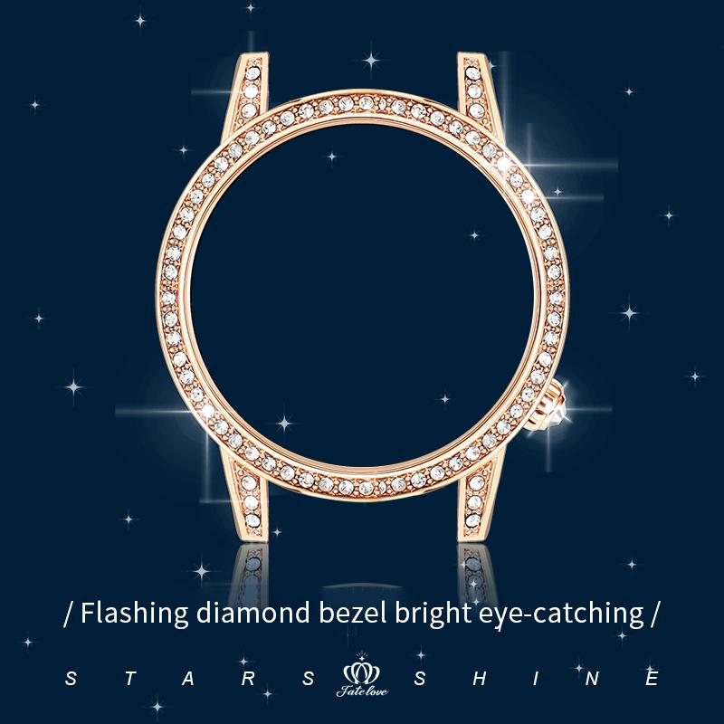 Fate Love 825 Quartz Watch for Women Fashion Leather Strap Waterproof Ladies Dress Wristwatch Luminous Star Moon Women's Watches