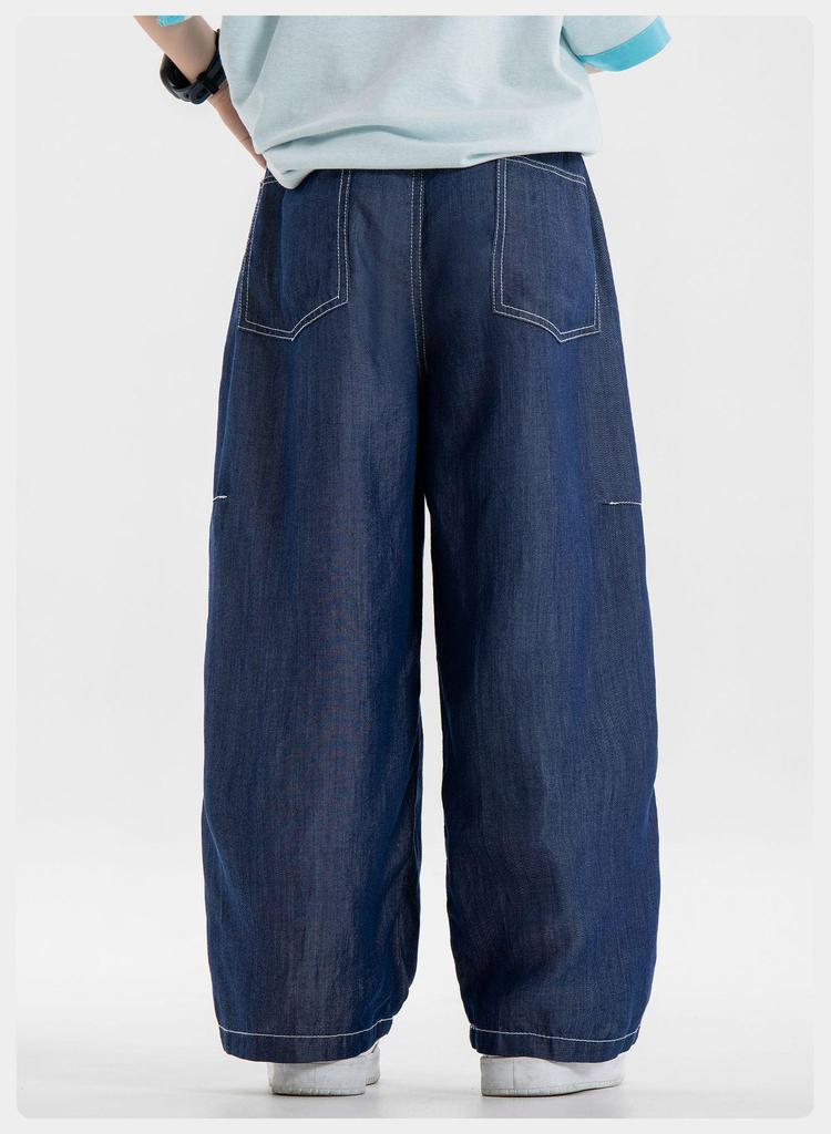 Boys' Summer 2026 Tencel Jeans: Stylish Curved-Leg, Fade-Resistant Pants for Medium to Large Children