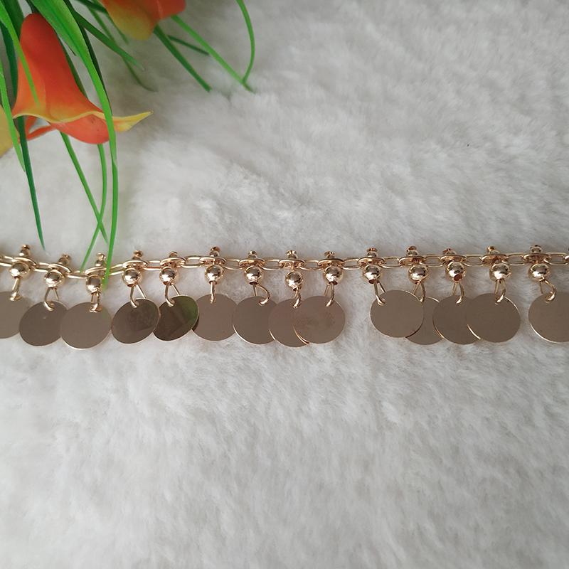 90cm Ethnic Style Fringe Trim Metal Sequin Chain Trim Sewing Tassels Fringe Beaded Ribbon Craft Waist Chain Garment Accessory