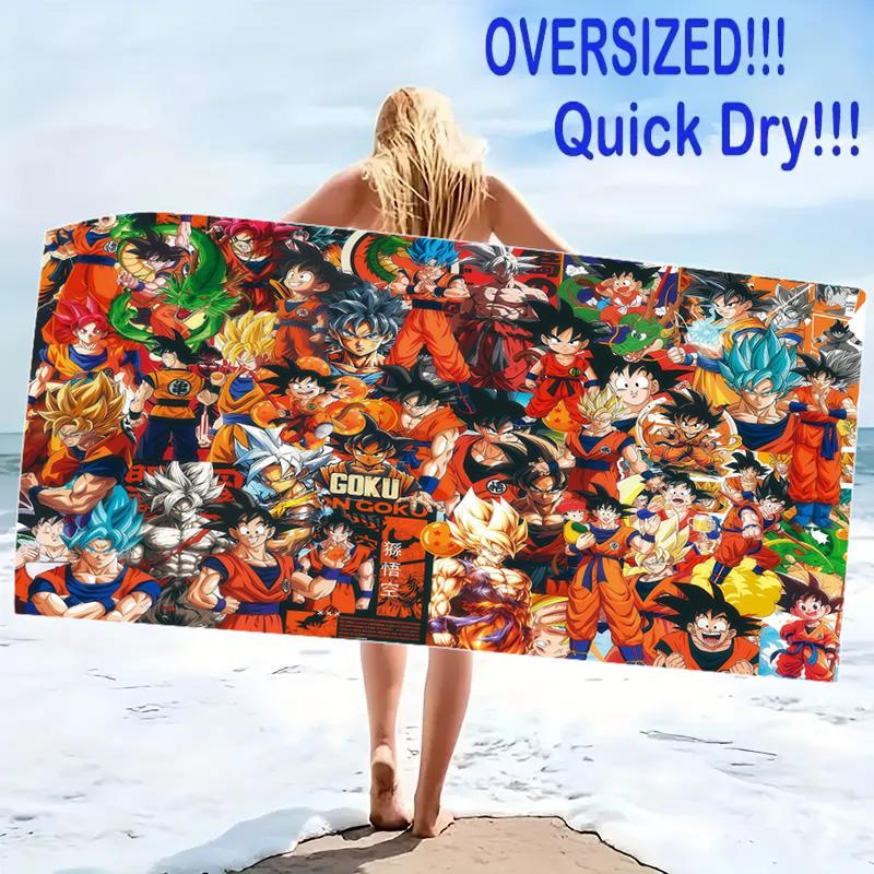 Dragon-Ball Anime Print Beach Towel, Large Soft Quick Dry Towel for Beach Camping Swimming