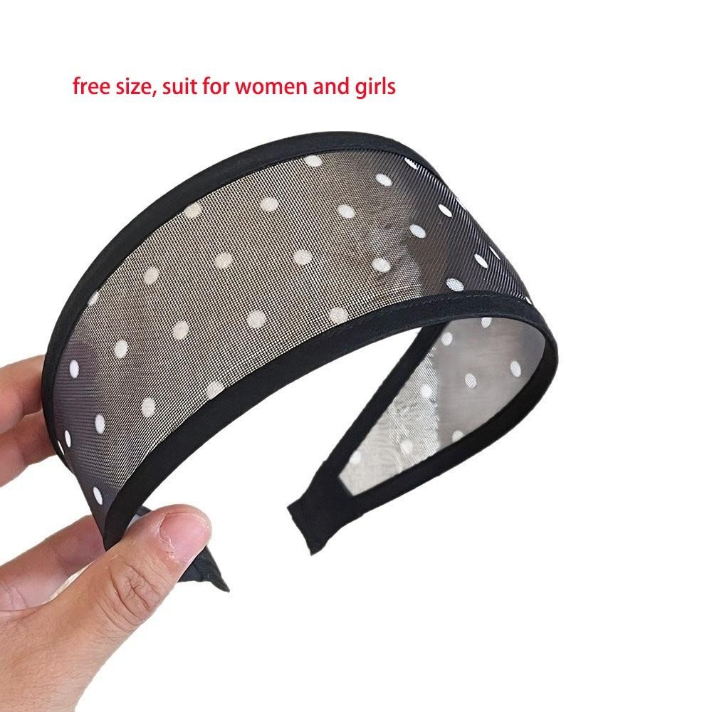 Soft Fabric Hair Hoop Polka Dot Pattern Wide Headband Comfortable Mesh Headband Travel Use