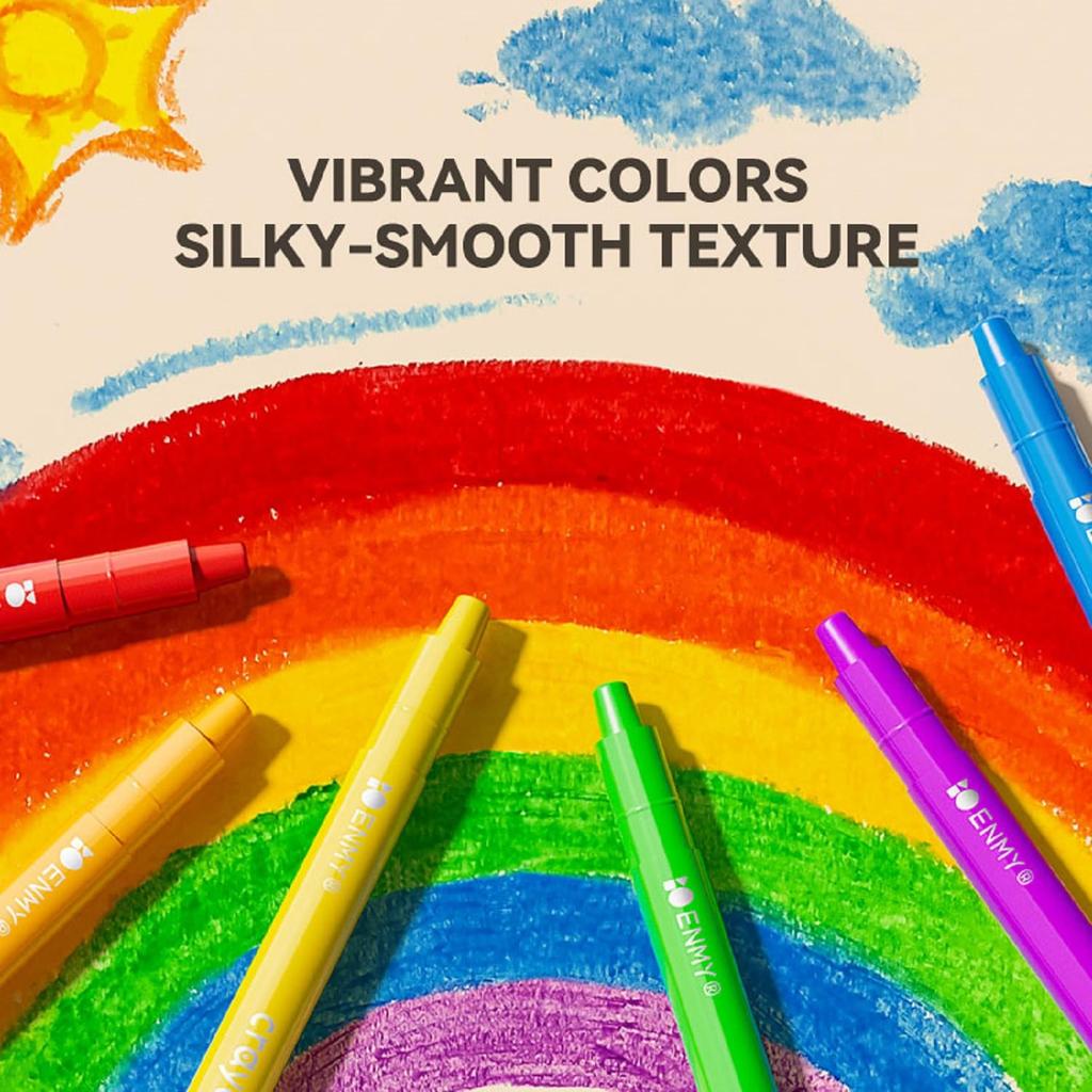 ENMY Crayon Retractable Gel Tempera Crayons for and Doodling On and 48-Color Set Water-Washable, Crayons. Break-Resistant Drawing, Coloring, Paper,