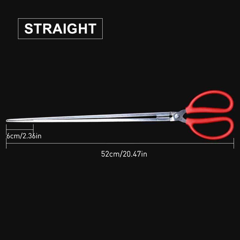 Multi-function Stainless Steel Tongs Red Handle Anti-slip Tooth Clamp of Outdoor Sea Crab Ricefield Eel Fishing Catch Tool