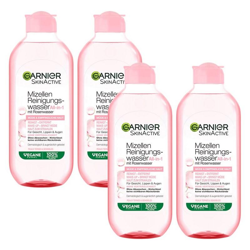 Garnier Skin Active Micellar Cleansing Water Rose Water Gentle Cleansing, 4 pcs, 400ml