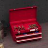 Lockable Metal Tool Box, 2 Drawer Tool Chest with Latches, Handle, Ball Bearing Runners, Red