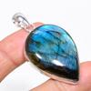 Labradorite Gemstone Handmade 925 Sterling Silver Jewelry Pendant 2.17" KJ-10