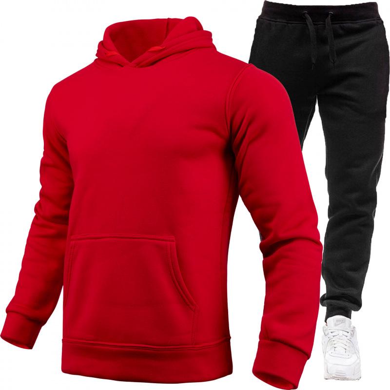 Men's Fashion Fleece Hoodie Sports Set