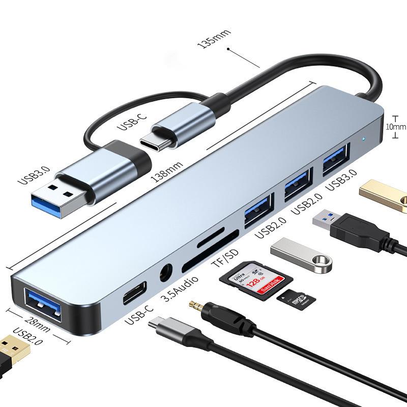 8 In 2 USB 3.0 HUB USB C HUB USB C Docking Station High Speed Transmission SD TF Card Reader Dock For PC Laptop Macbook Desktops