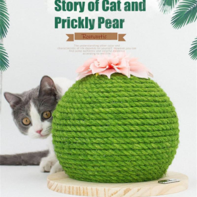 Katzenspielzeug, Sisal-Kaktus, Katzenkratzball, Holzschiene mit rollender Kugel, Kätzchen-Klauenschleifen, verschleißfestes Sisalseil, Haustierkratzer