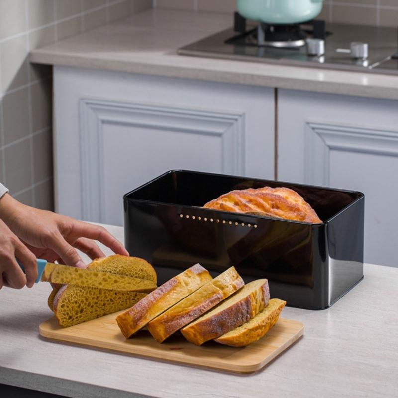 Kitchen Bread Storage Box Tall Bread Holder with Lid Large Metal Bread Organizer Cases Bread Loaf Storage Container