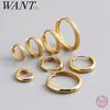 WANTME Pendientes de Aro Huggies Minimalistas Mate Góticos Unisex de Plata 925 para Mujeres Hombres Joyería de Hebilla para Oreja Piercing