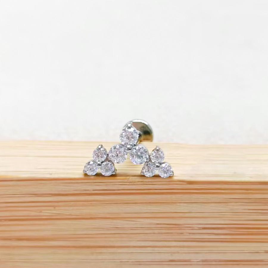F136 Titanium Flower Peacock Crown Earrings, Long Studs for Cartilage Piercing, 1.2/1.0 Thickness