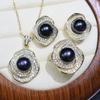 Rich and Noble Freshwater Pearl Necklace Set: 8-9mm, Minor Imperfections, Good Luster, 18K Gold Plated, Micro-Paved, Versatile Jewelry.