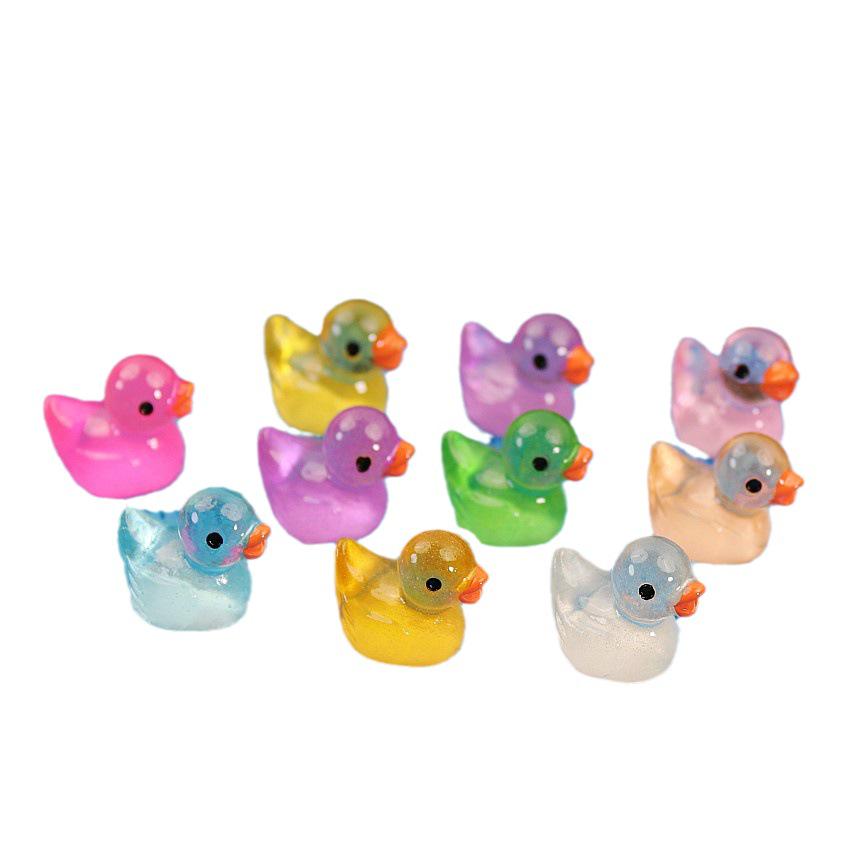 Bunte Leuchtende Gelbe Ente Mikrolandschaft Harz Ornament